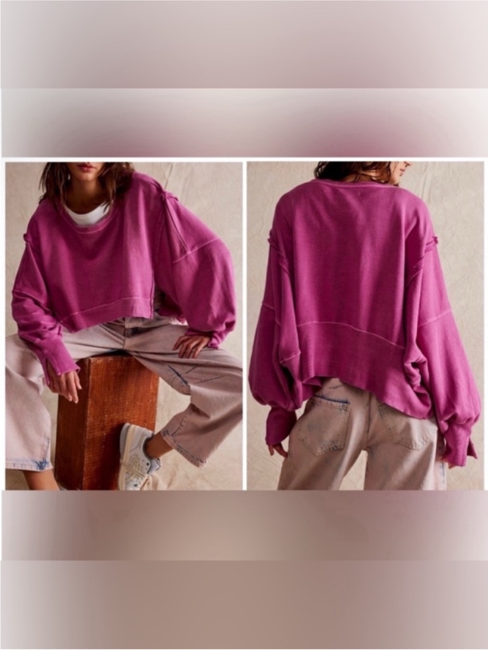 NWOT Free People We The Free Camden Cropped Sweatshirt - island flower - XS